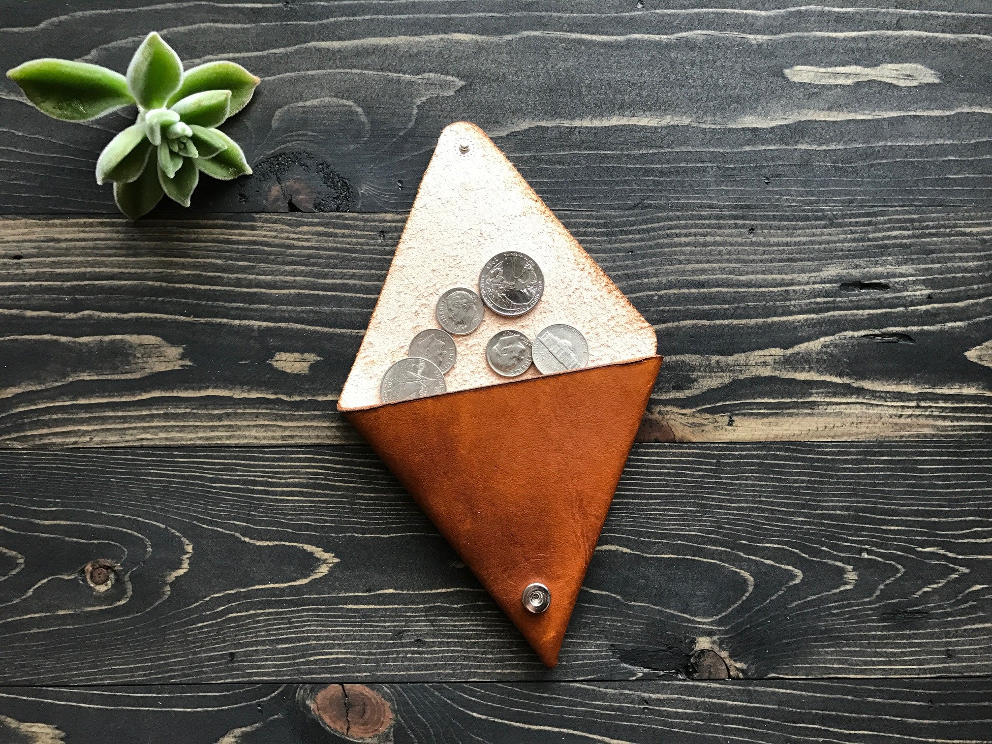 Triangle Leather Coin Purse Pouch