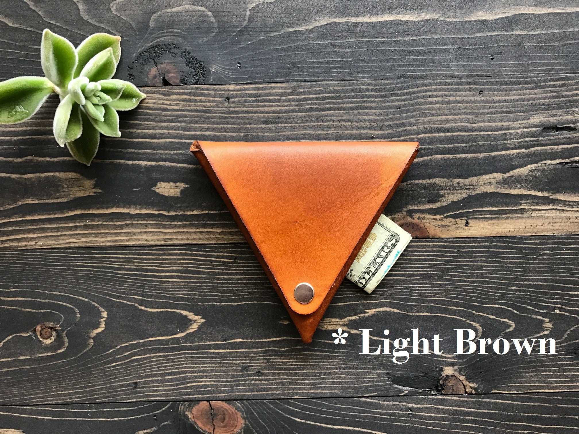 Triangle Leather Coin Purse Pouch